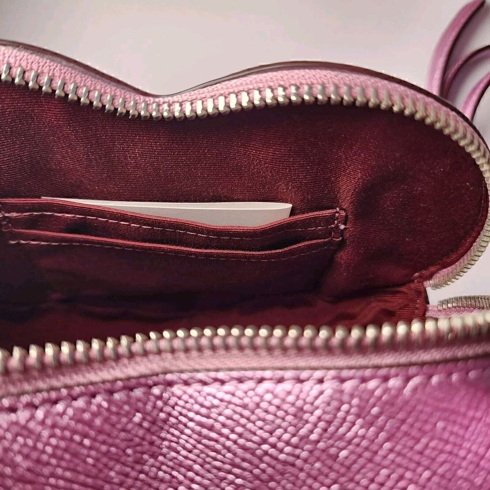NWT COACH CP020 Heart Crossbody Metallic Lilac Pink - Picture 7 of 8
